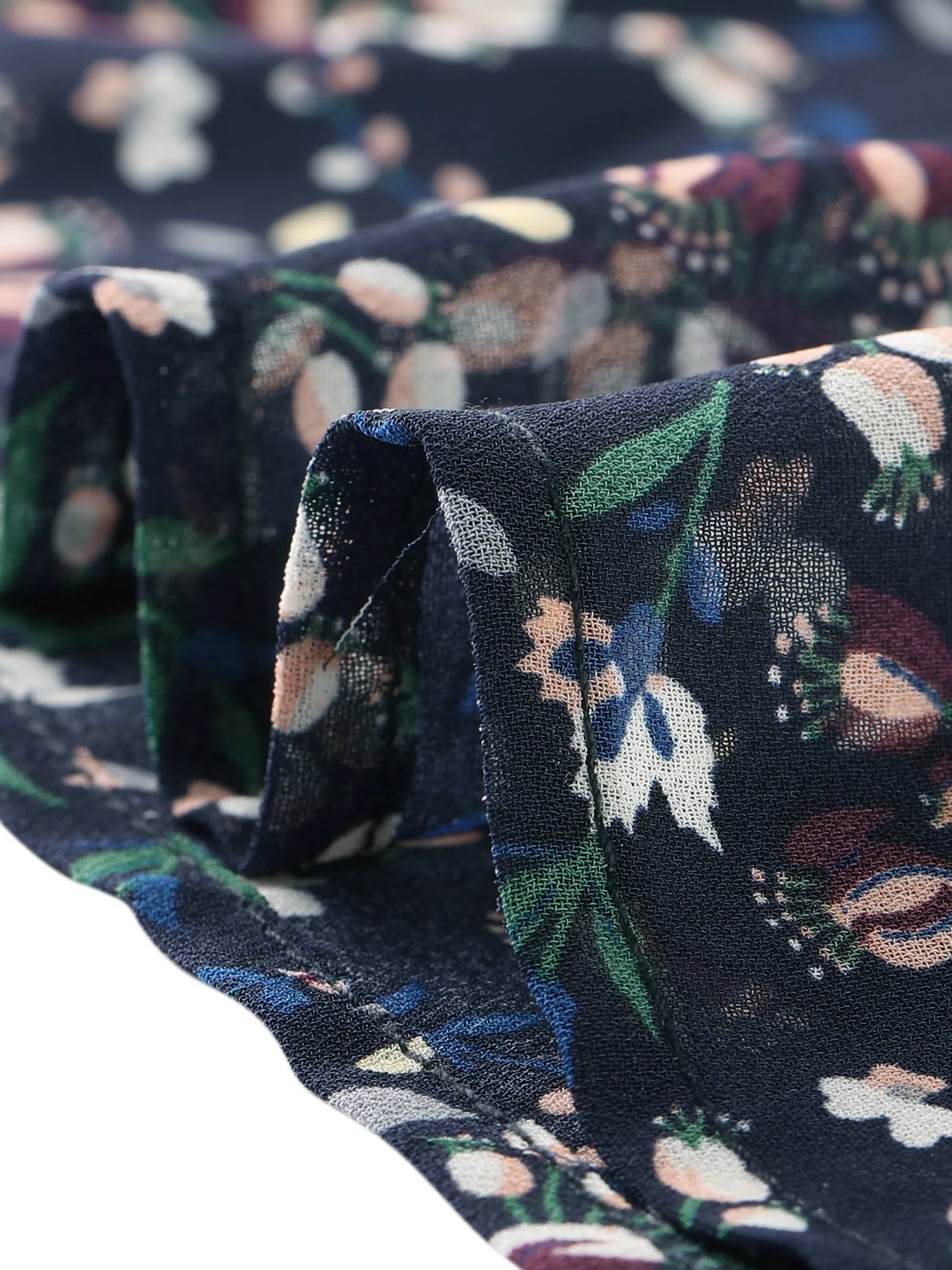 Ditsy Floral Print Chiffon Short Sleeve Ruffle Blouse