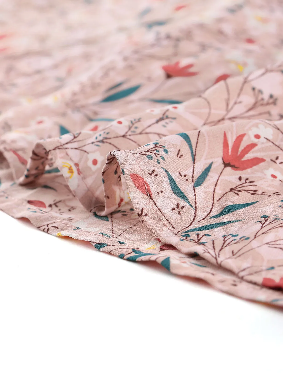 Ditsy Floral Print Chiffon Short Sleeve Ruffle Blouse