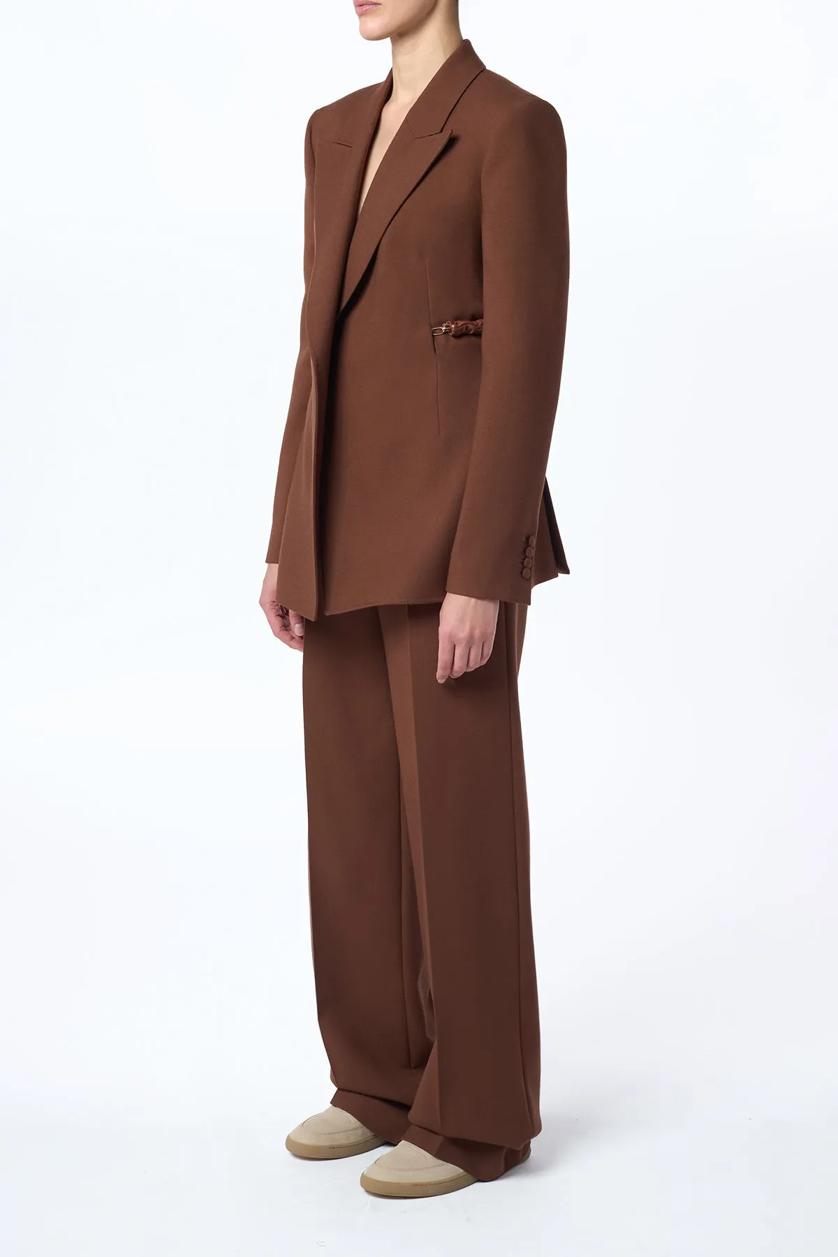 Epona Chain Blazer in Cognac Recycled Virgin Wool
