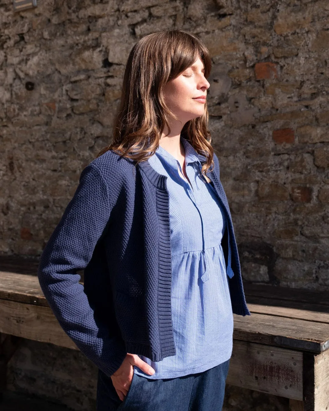 Este Women's Cotton Open Cardigan | Navy