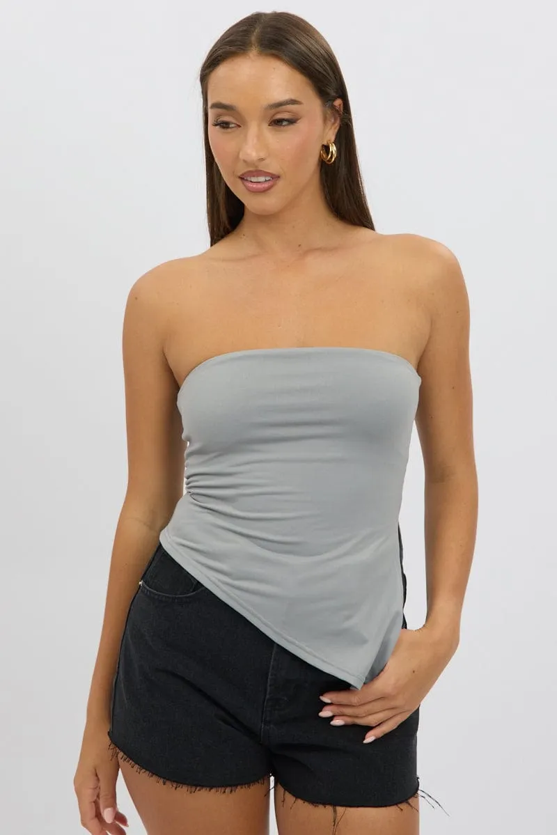 Grey Supersoft Asymmetric Top Strapless
