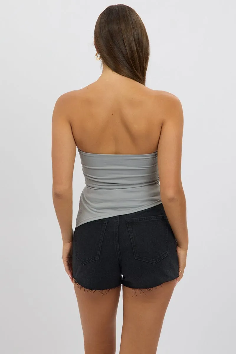 Grey Supersoft Asymmetric Top Strapless