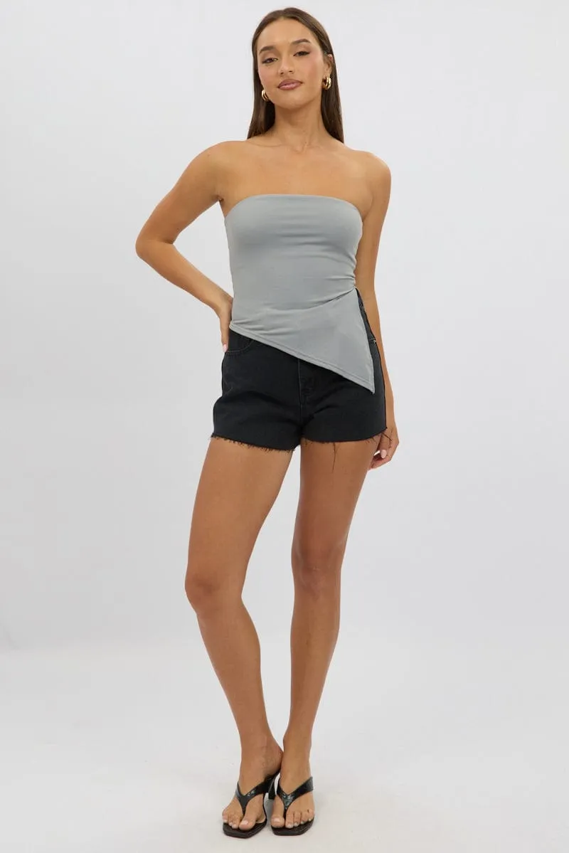 Grey Supersoft Asymmetric Top Strapless
