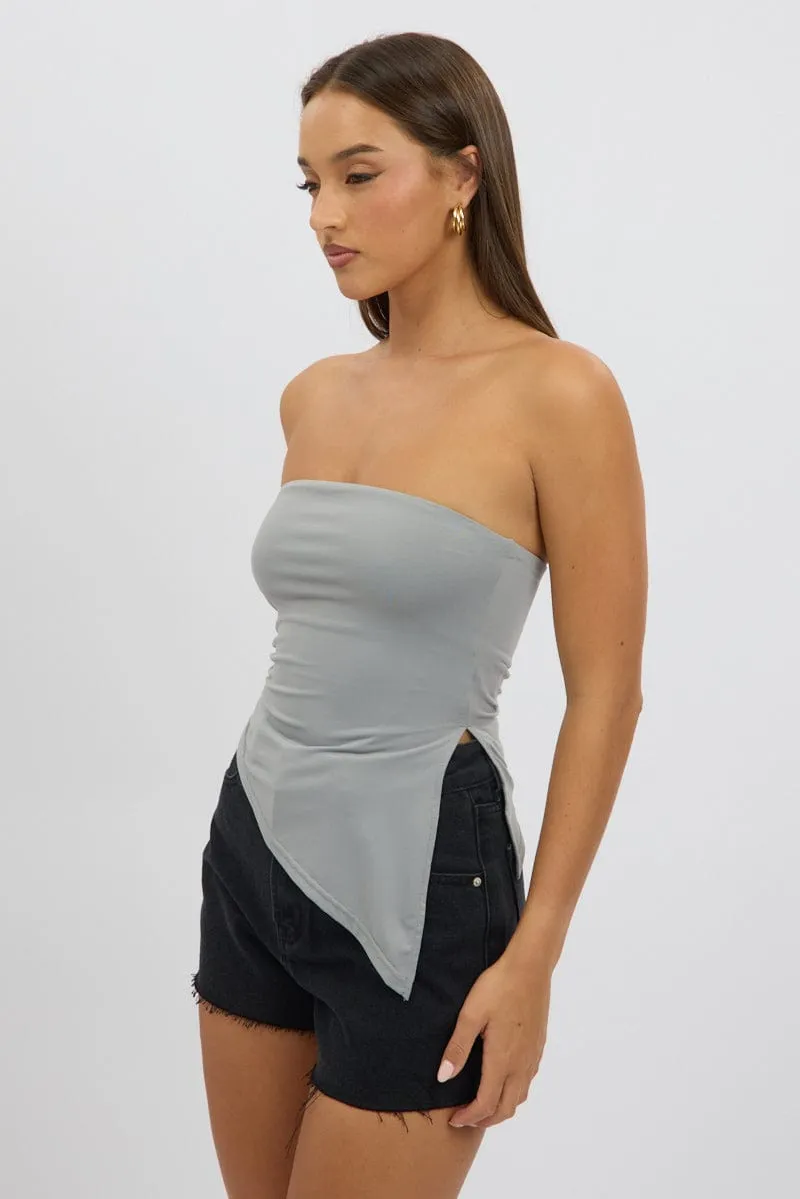 Grey Supersoft Asymmetric Top Strapless