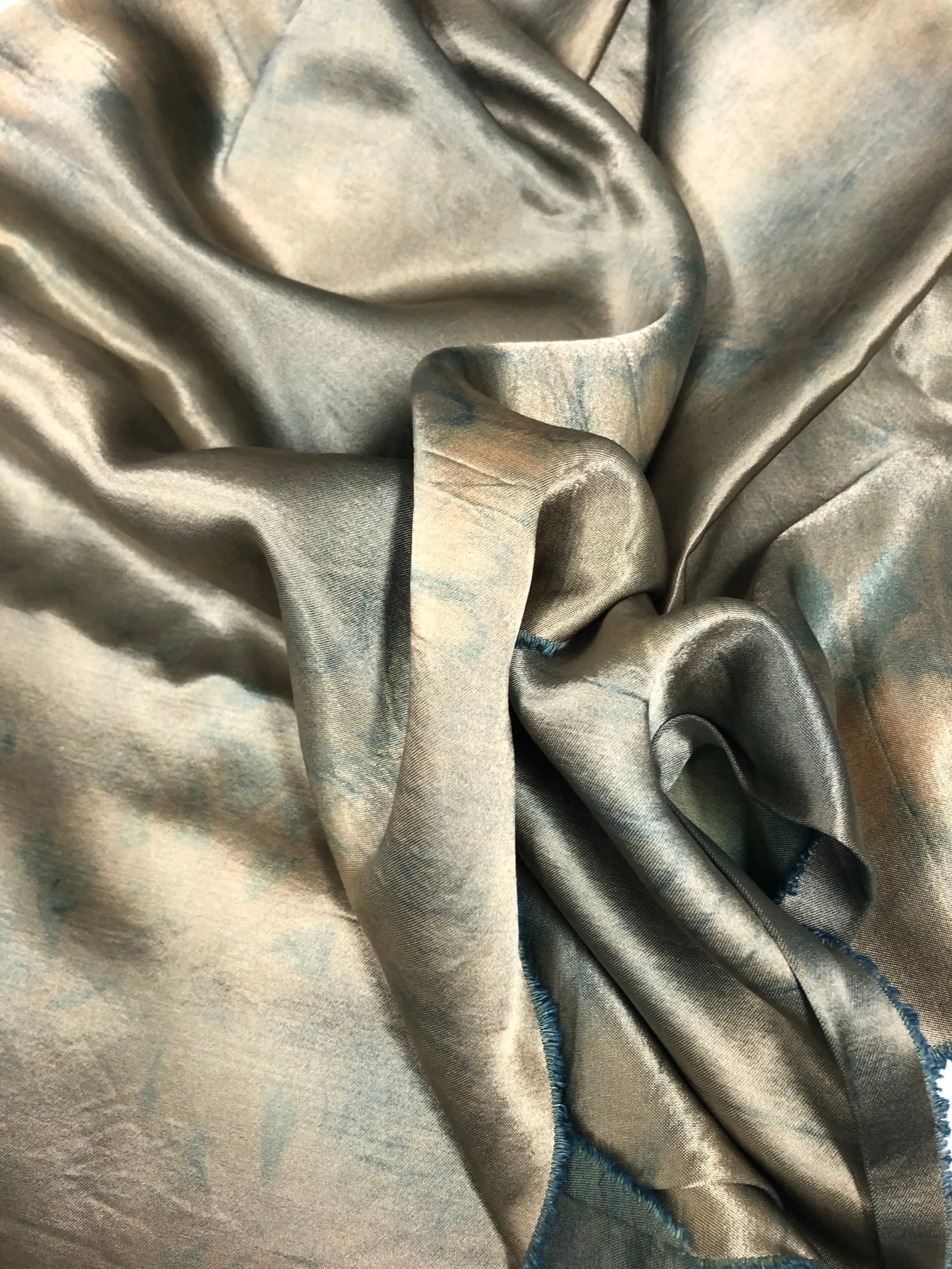 Indigo silk and viscose scarf