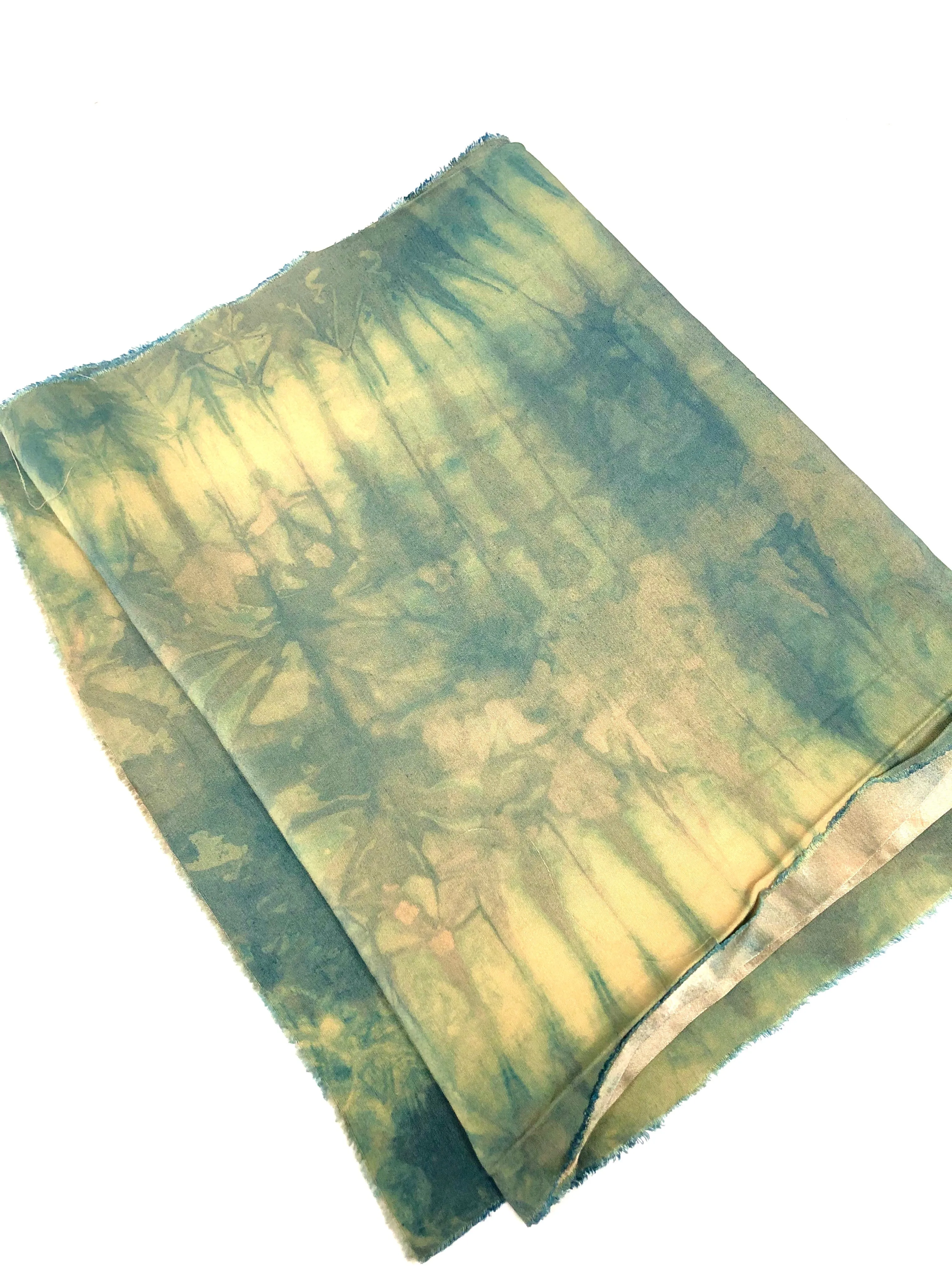 Indigo silk and viscose scarf