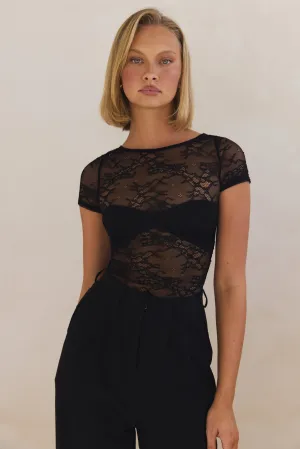 Kiera Short Sleeve Top (Black)