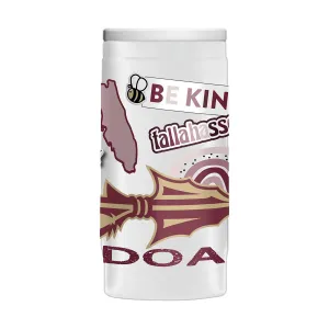 Logo Brands Florida State Native All Over Design Powder Coated Stainless Steel Slim Can Coolie