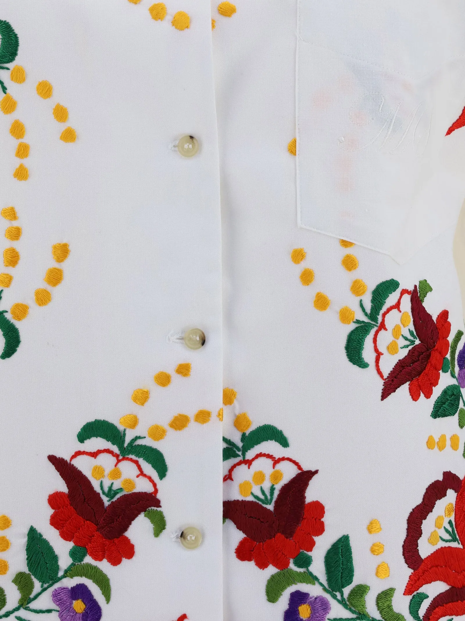 Marine Serre Floral Embroidered Short-Sleeved Shirt
