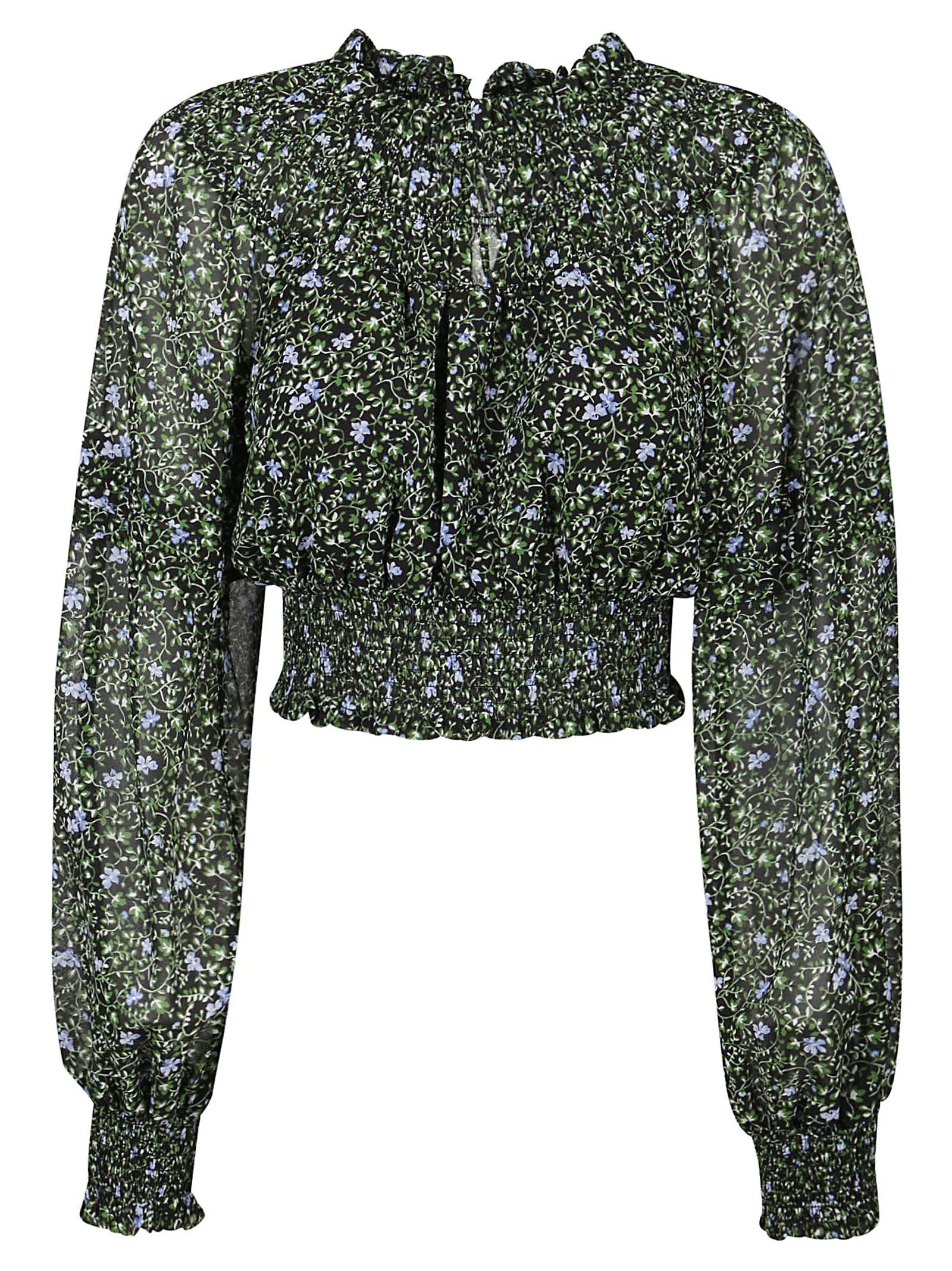 Michael Michael Kors Floral Georgette Cropped Blouse