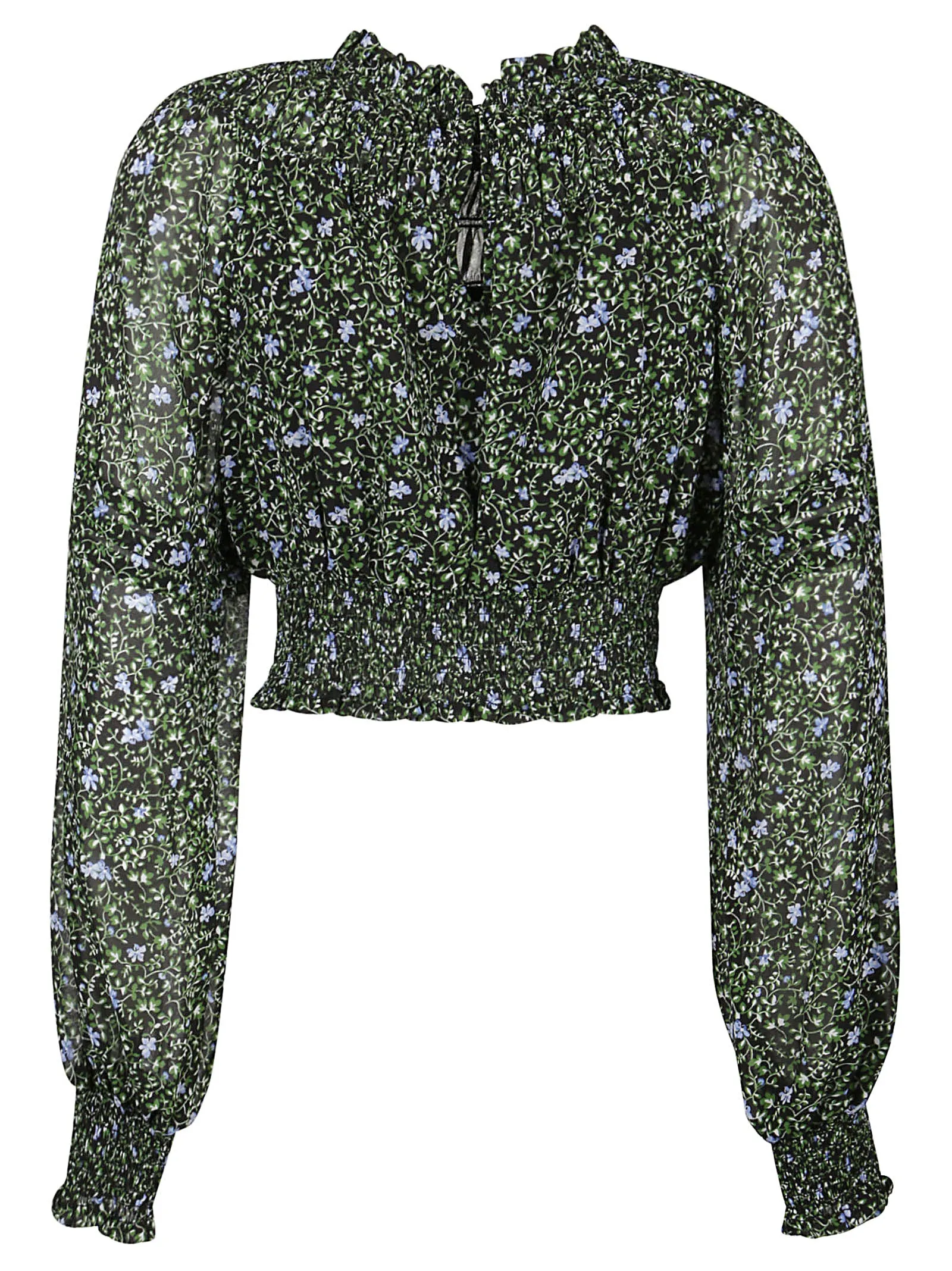 Michael Michael Kors Floral Georgette Cropped Blouse