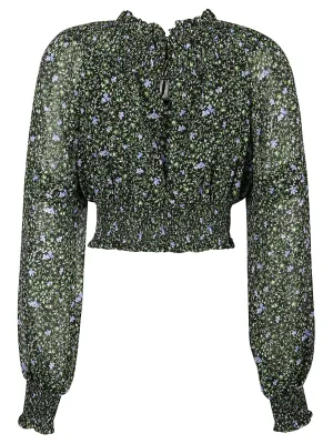 Michael Michael Kors Floral Georgette Cropped Blouse