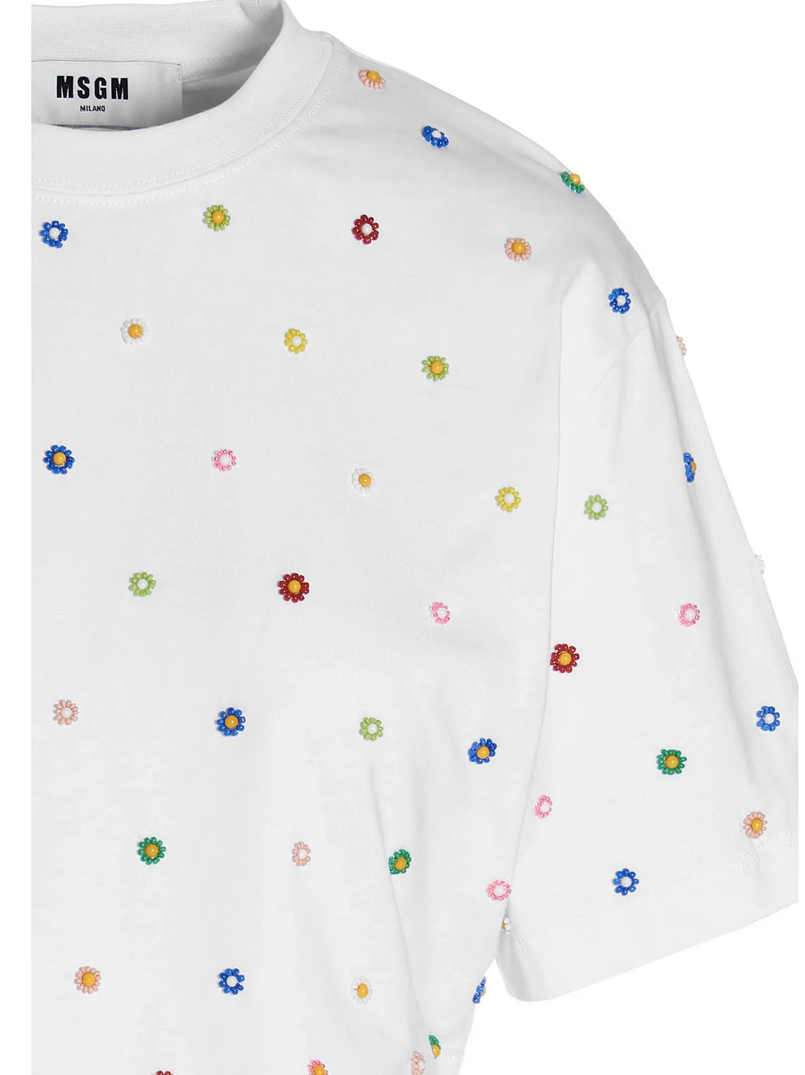 MSGM Floral Embroidered Cropped Top