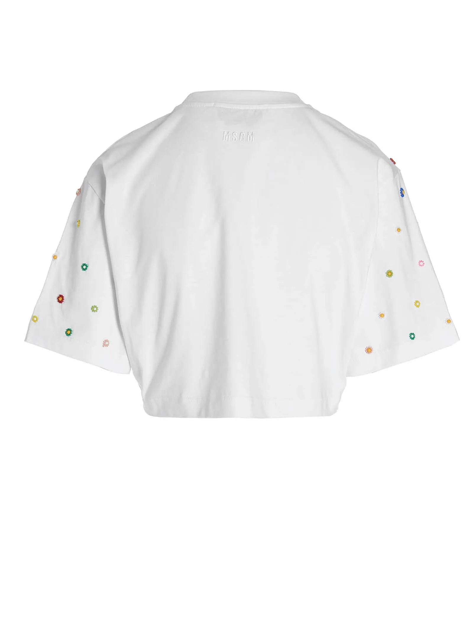 MSGM Floral Embroidered Cropped Top