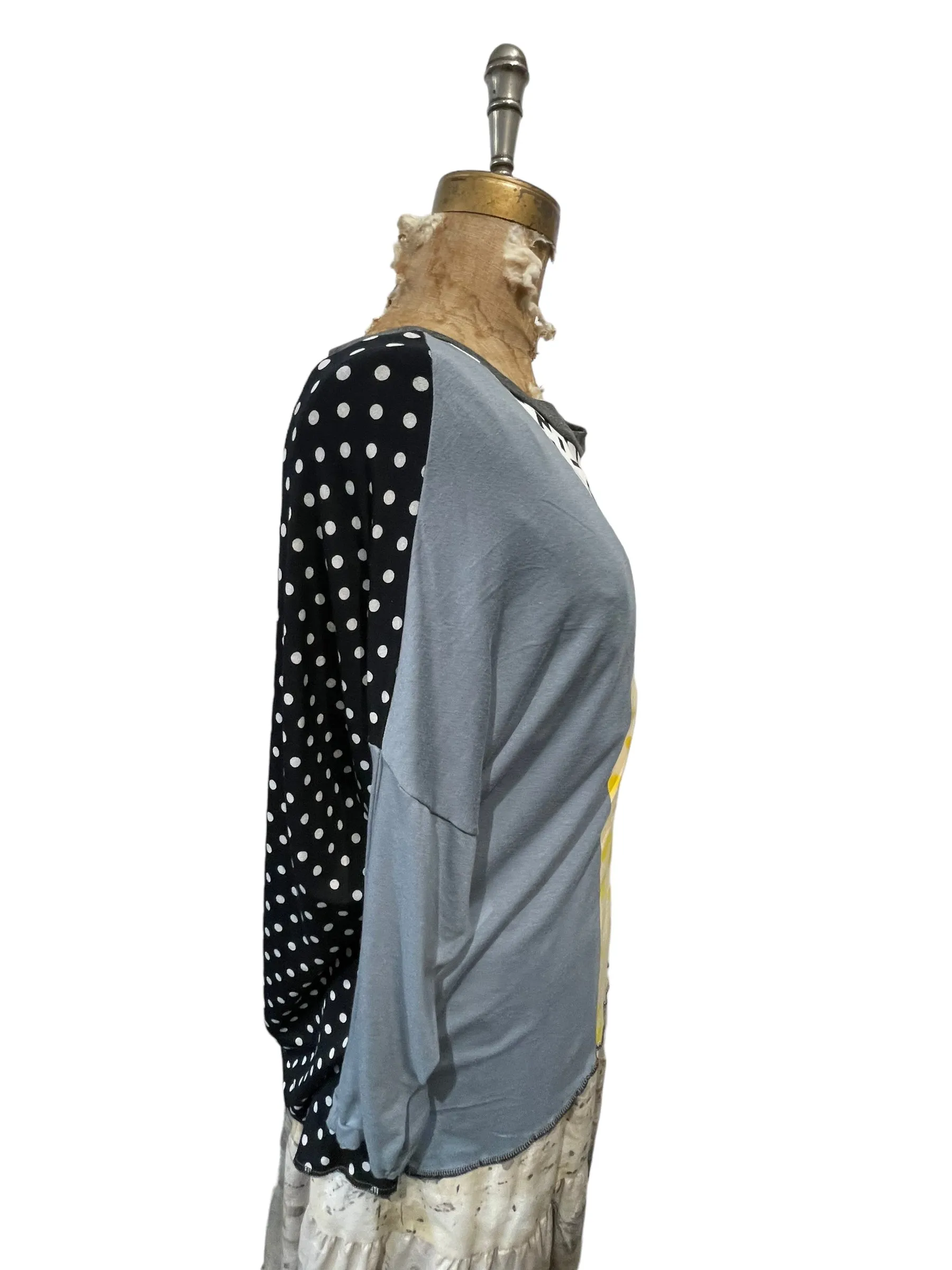 Multi pattern jersey long sleeve t-shirt