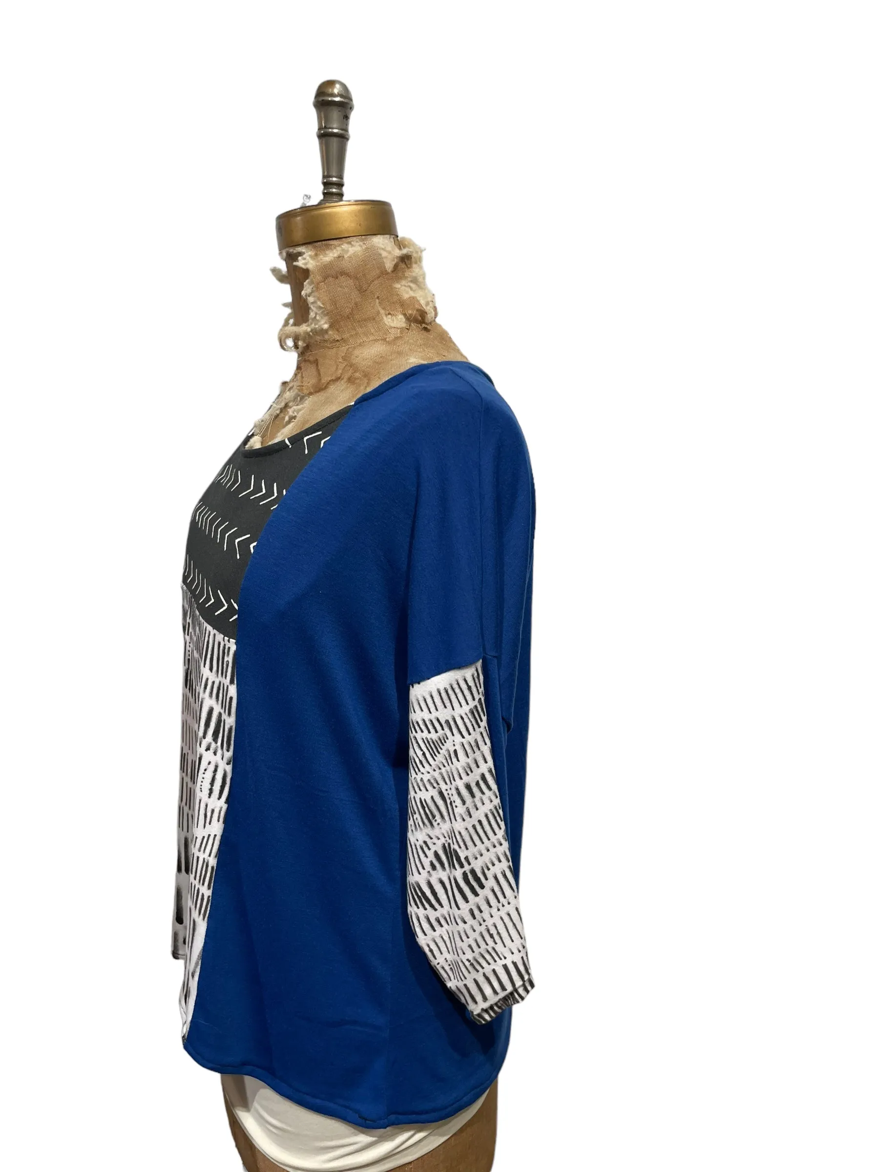 Multi pattern jersey long sleeve t-shirt