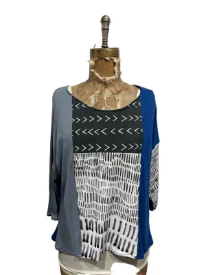 Multi pattern jersey long sleeve t-shirt