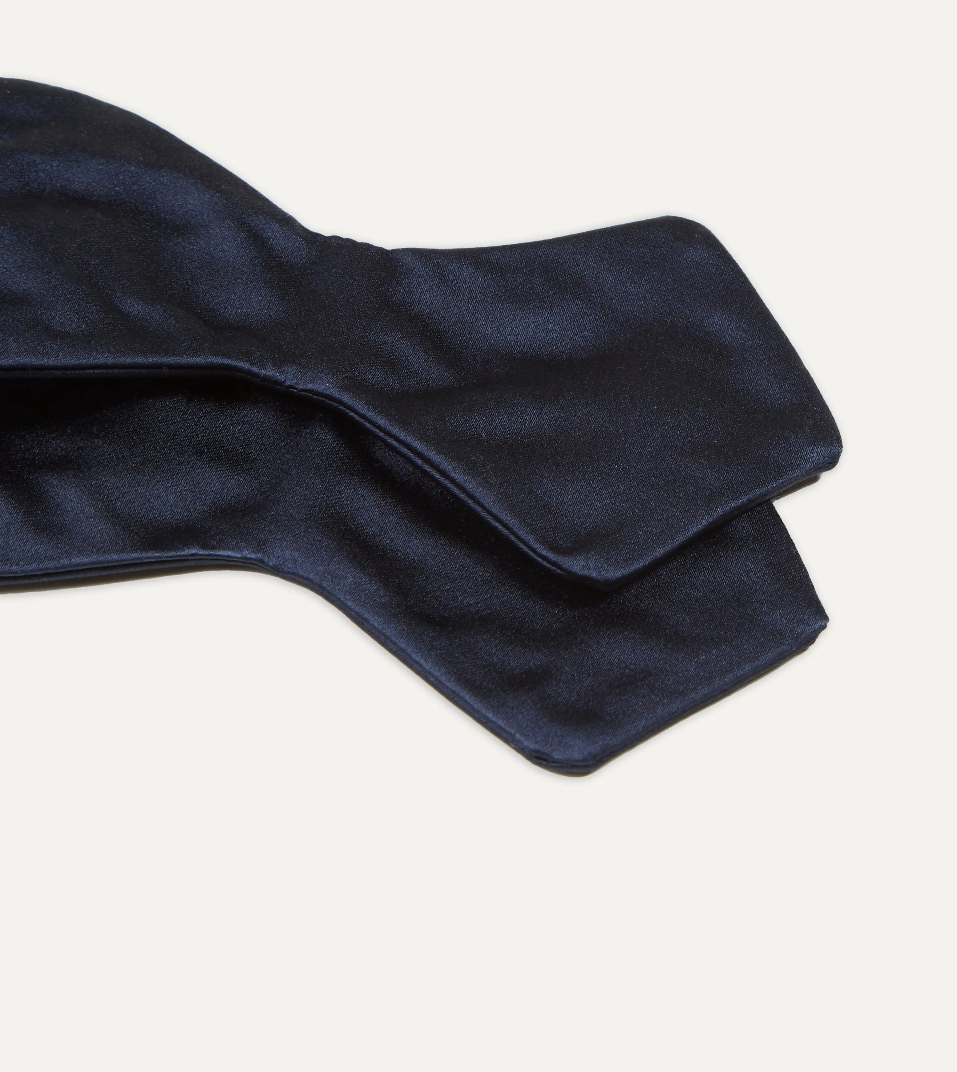 Navy Self-Tie Satin Batwing Bow Tie