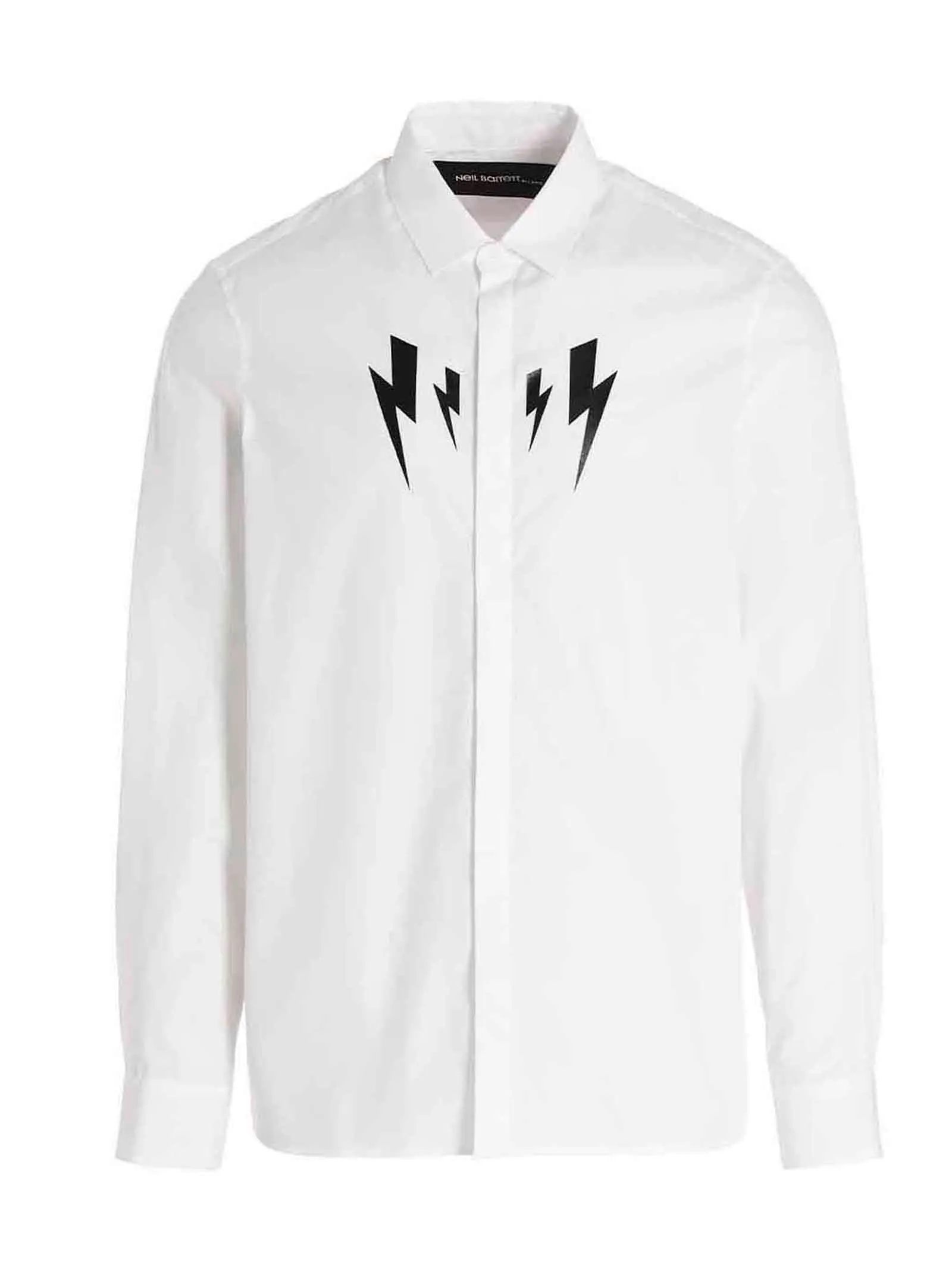 Neil Barrett Mirrored Thunderbolt Print Loose Fit Shirt