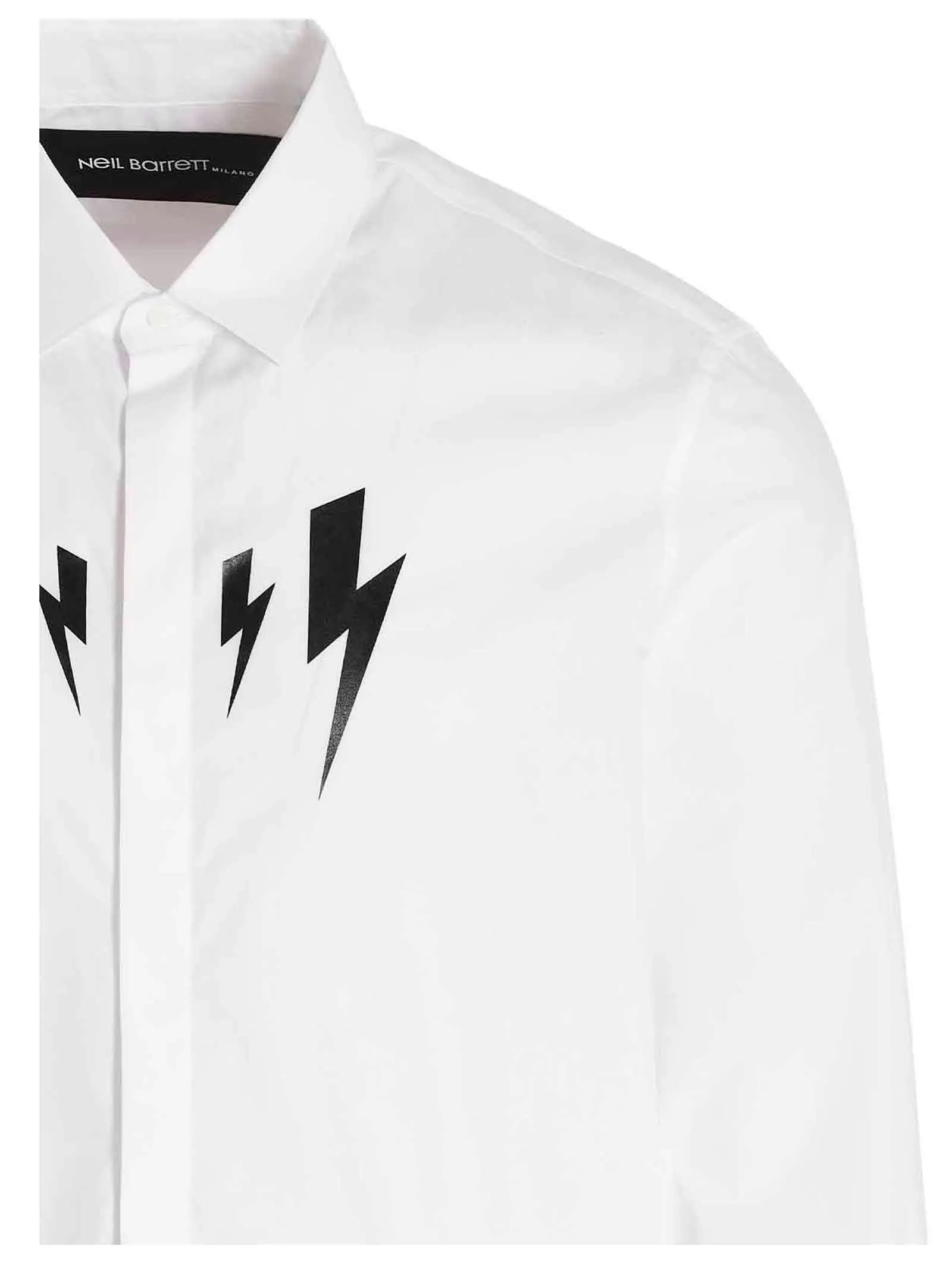 Neil Barrett Mirrored Thunderbolt Print Loose Fit Shirt