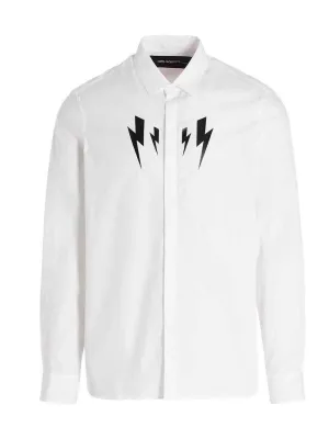 Neil Barrett Mirrored Thunderbolt Print Loose Fit Shirt
