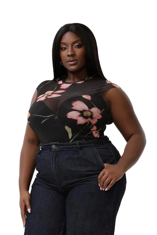 Nina Top - Black Floral