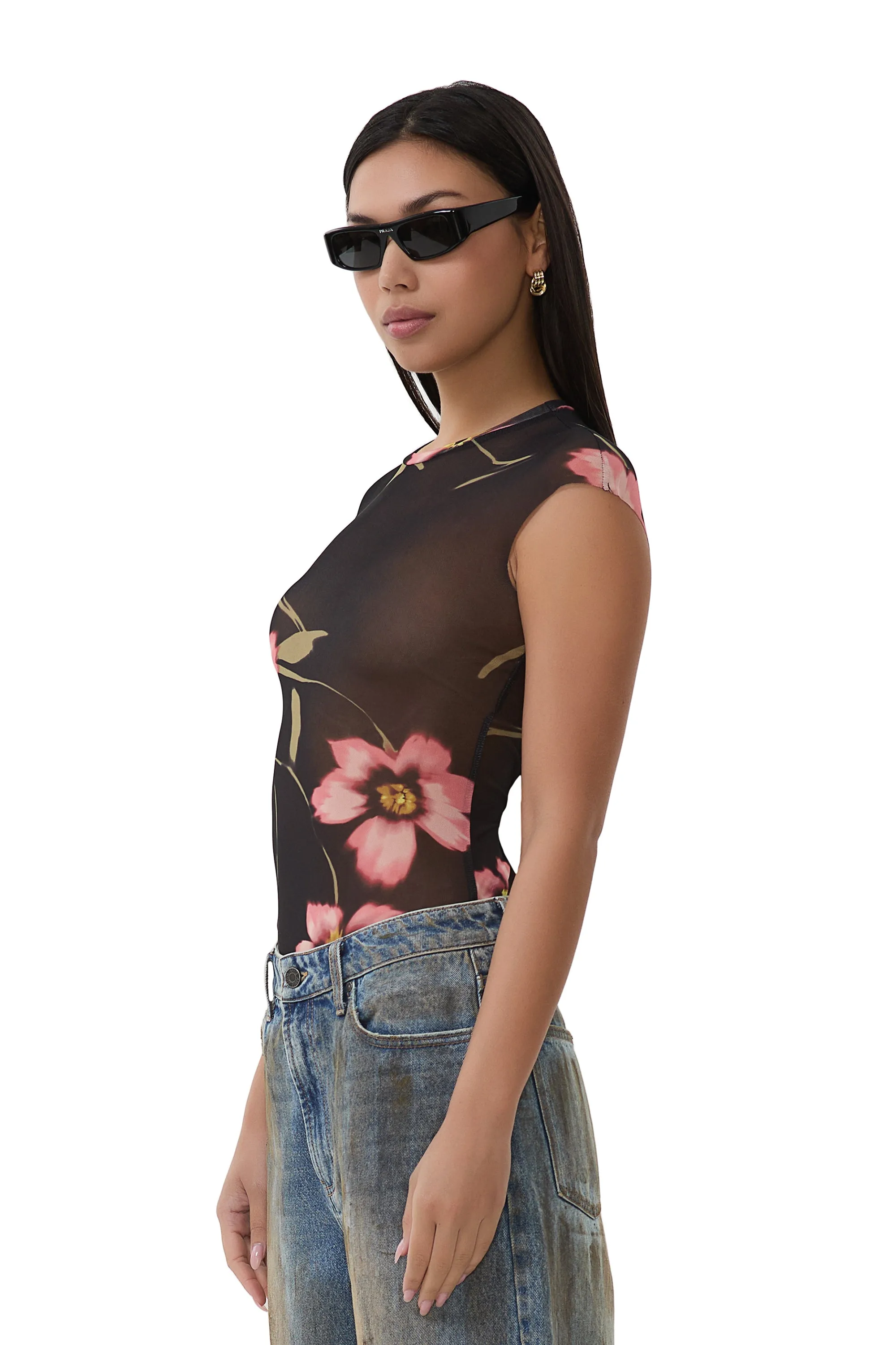 Nina Top - Black Floral