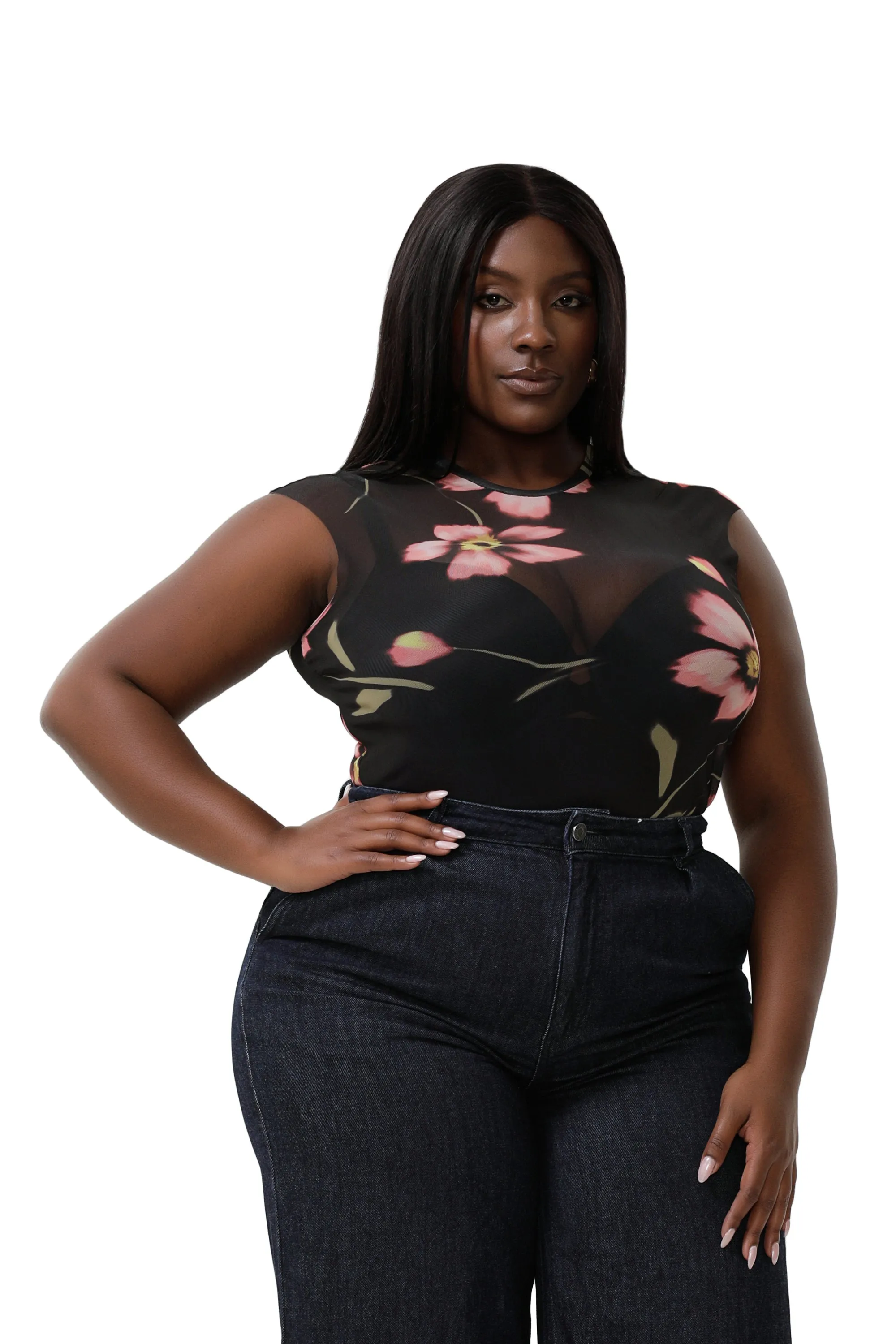 Nina Top - Black Floral
