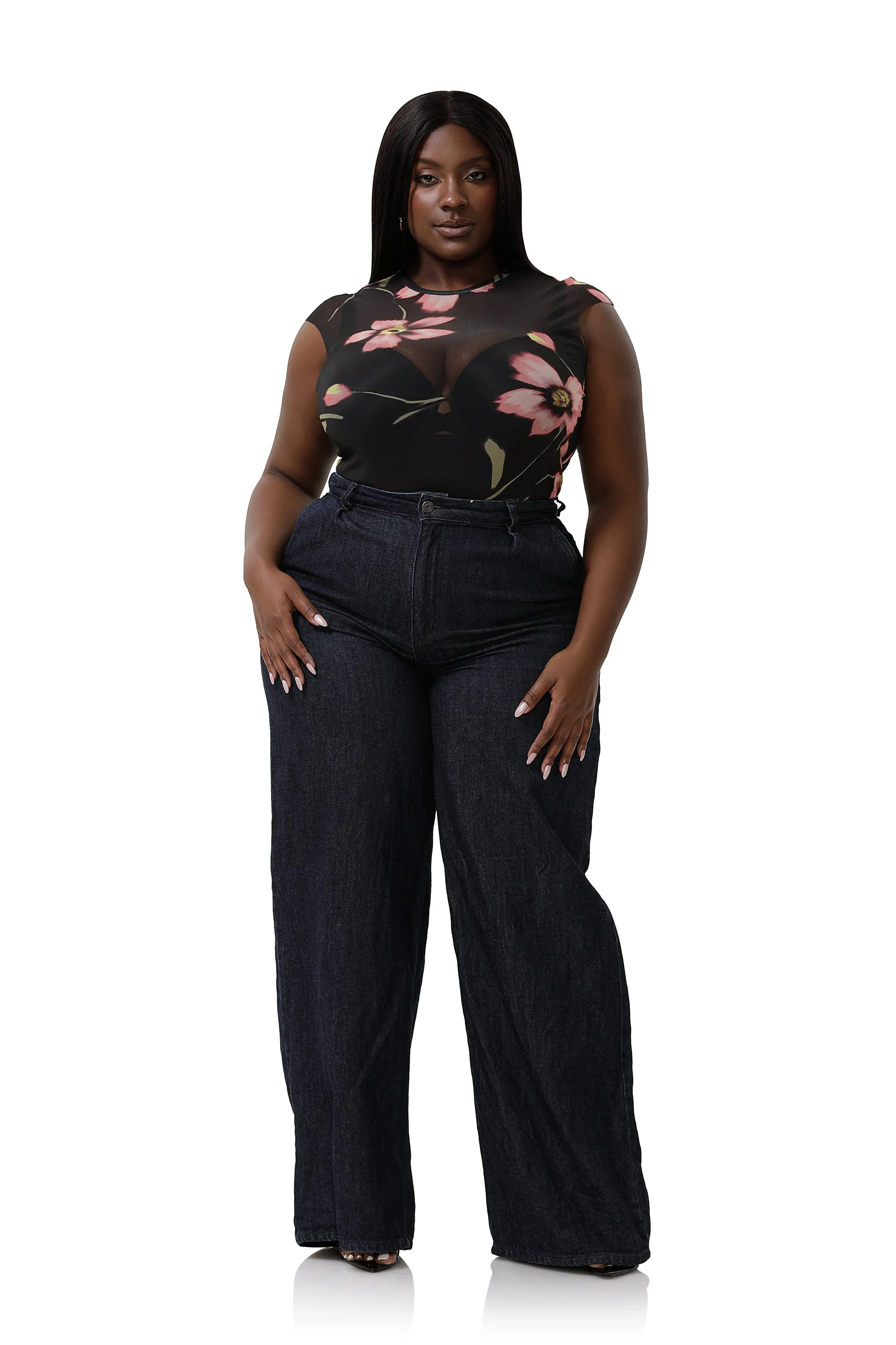Nina Top - Black Floral