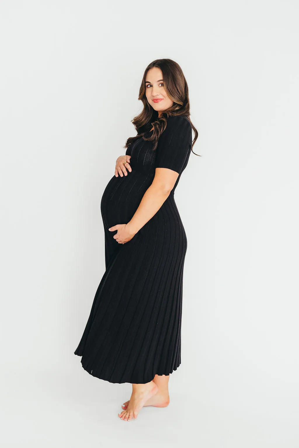 Oakley Ribbed Maxi Dress in Black - Bump Friendly