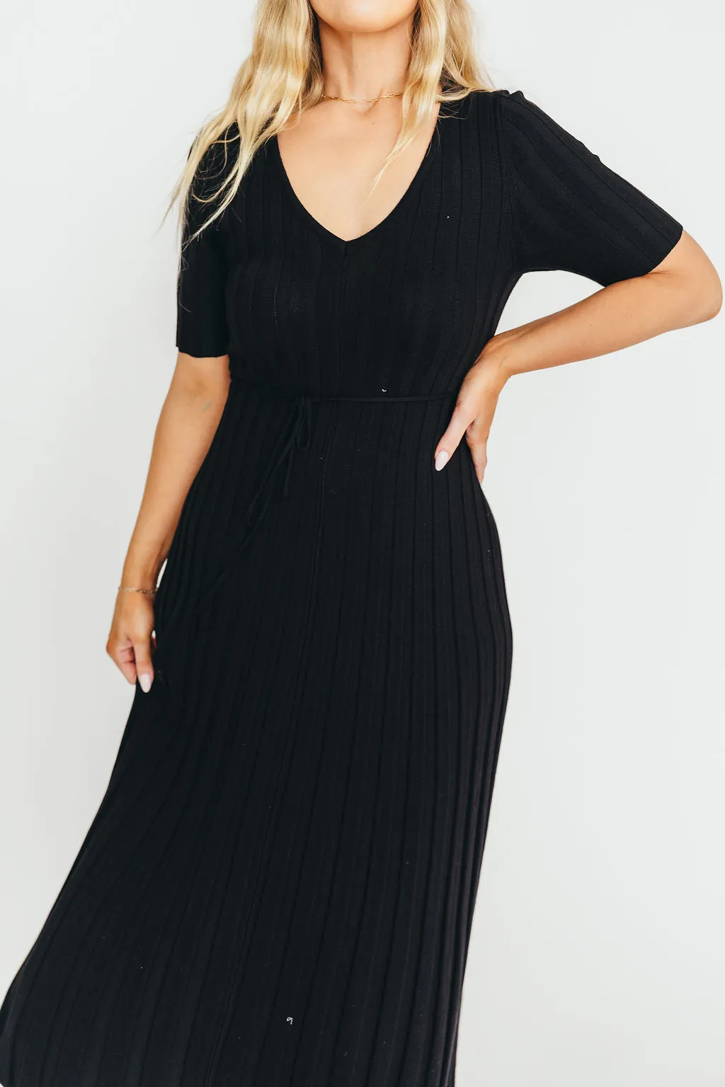 Oakley Ribbed Maxi Dress in Black - Bump Friendly