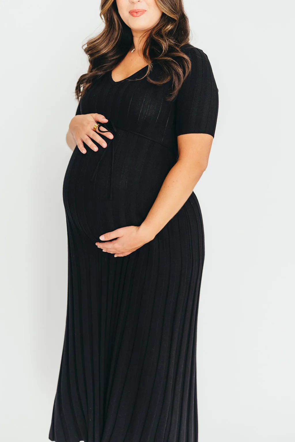 Oakley Ribbed Maxi Dress in Black - Bump Friendly