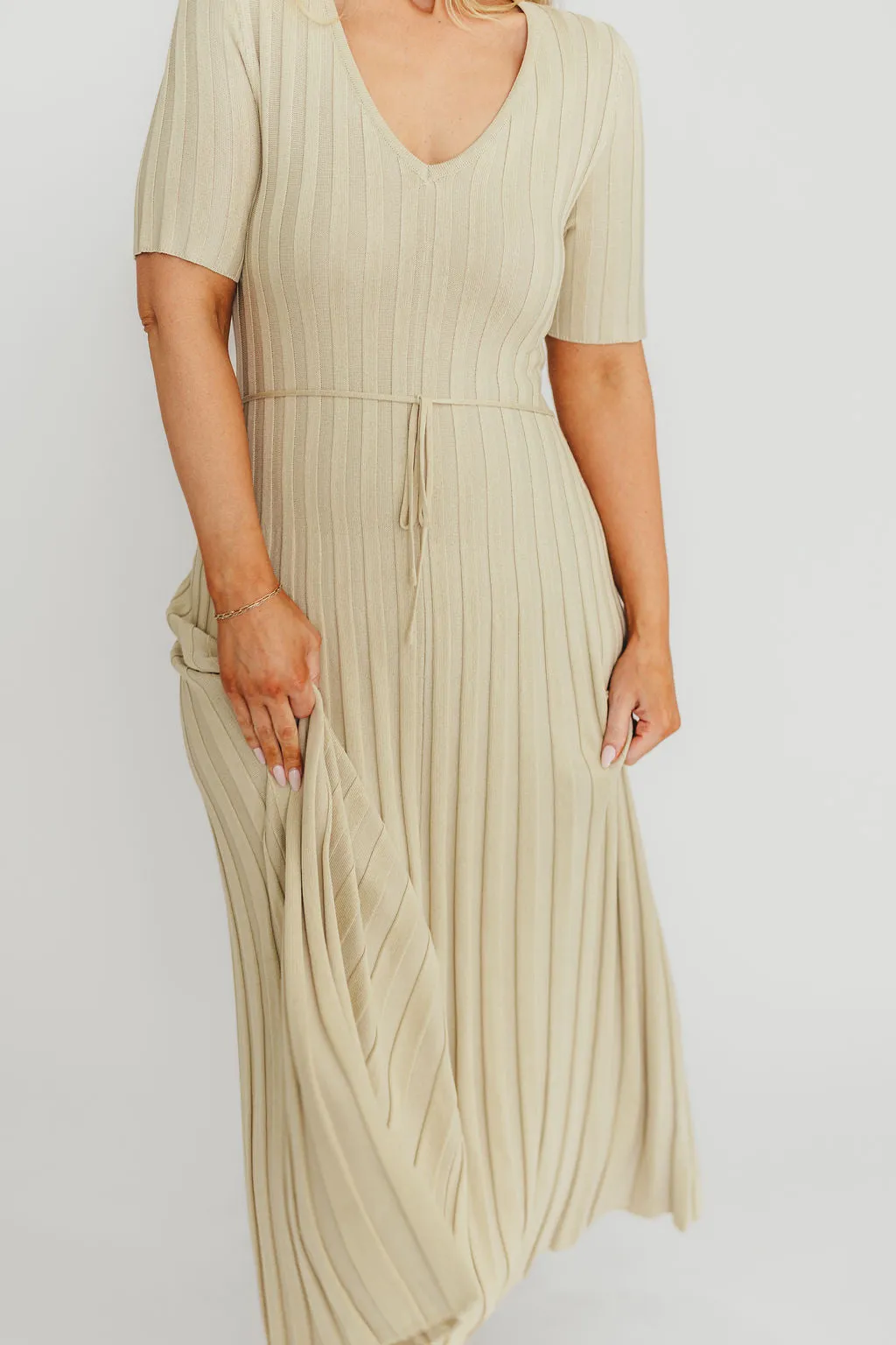 Oakley Ribbed Maxi Dress in Dusty Lime - Bump Friendly