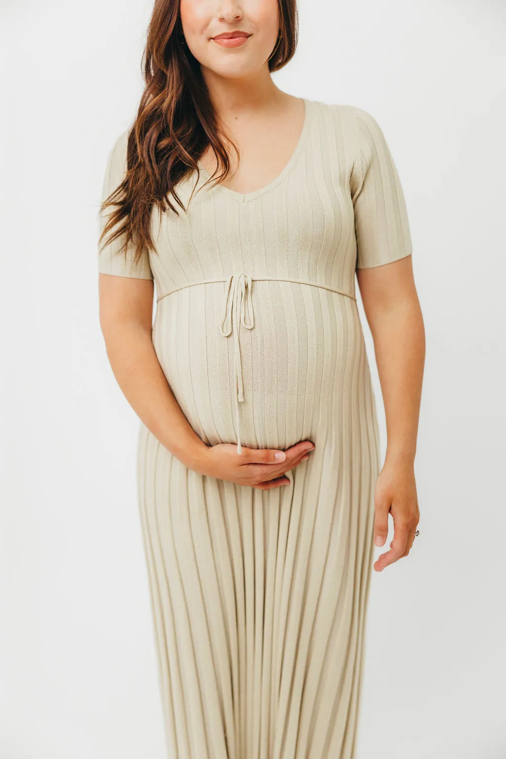 Oakley Ribbed Maxi Dress in Dusty Lime - Bump Friendly
