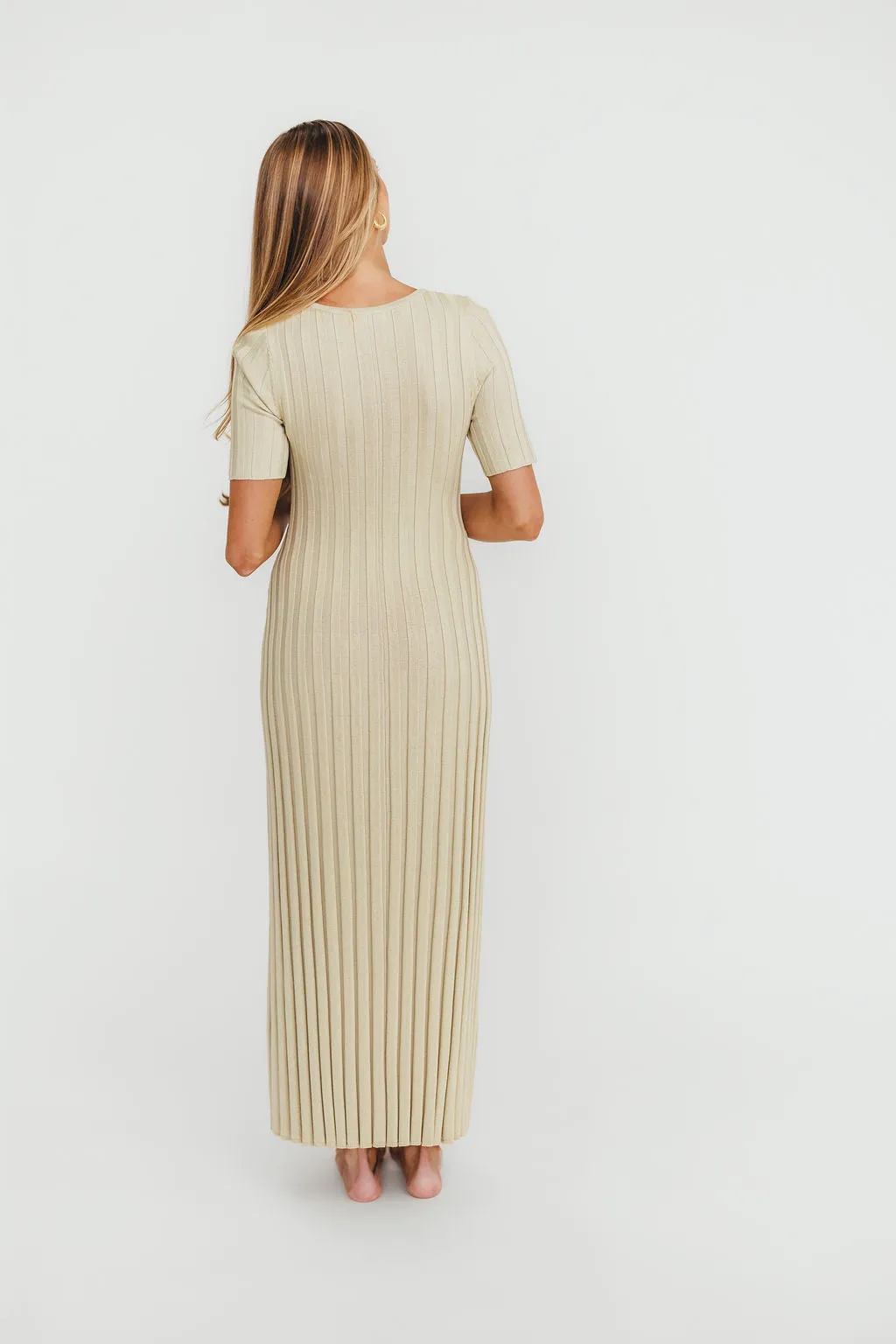 Oakley Ribbed Maxi Dress in Dusty Lime - Bump Friendly