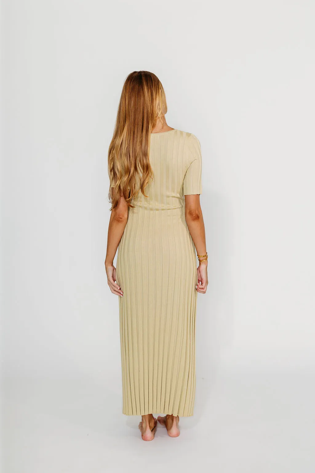 Oakley Ribbed Maxi Dress in Dusty Lime - Bump Friendly