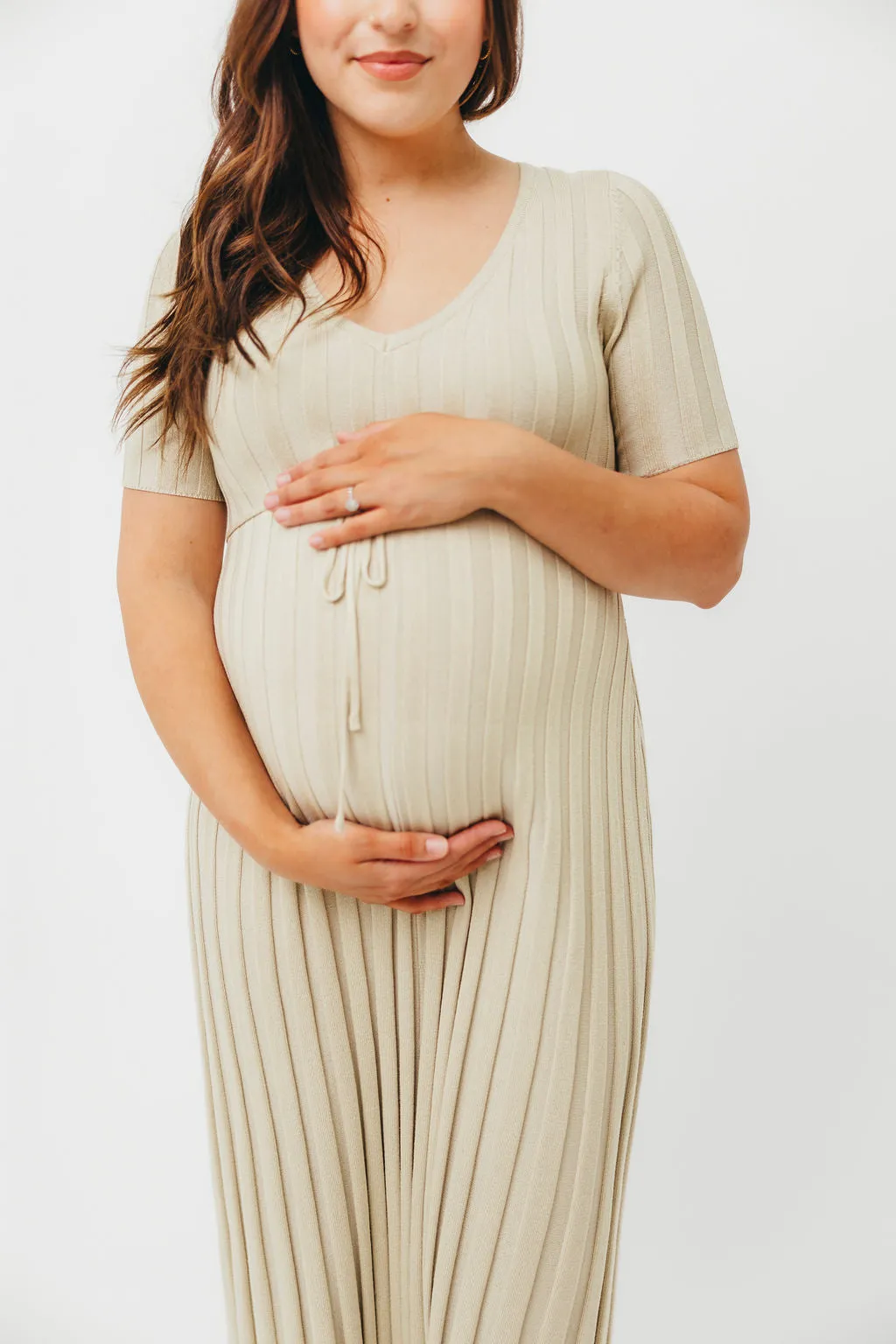 Oakley Ribbed Maxi Dress in Dusty Lime - Bump Friendly