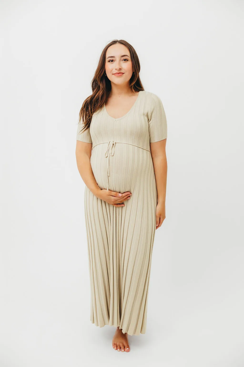 Oakley Ribbed Maxi Dress in Dusty Lime - Bump Friendly