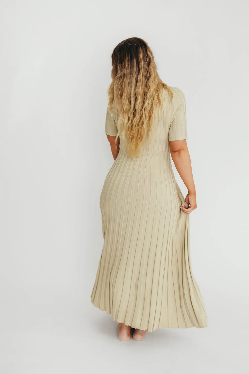 Oakley Ribbed Maxi Dress in Dusty Lime - Bump Friendly
