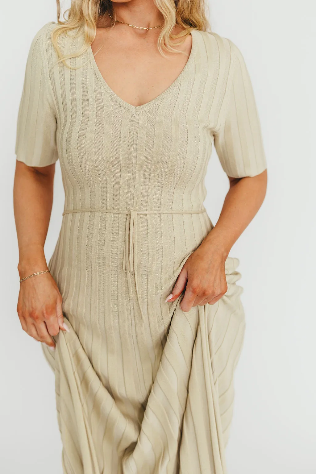 Oakley Ribbed Maxi Dress in Dusty Lime - Bump Friendly