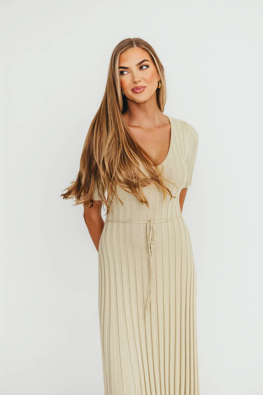 Oakley Ribbed Maxi Dress in Dusty Lime - Bump Friendly