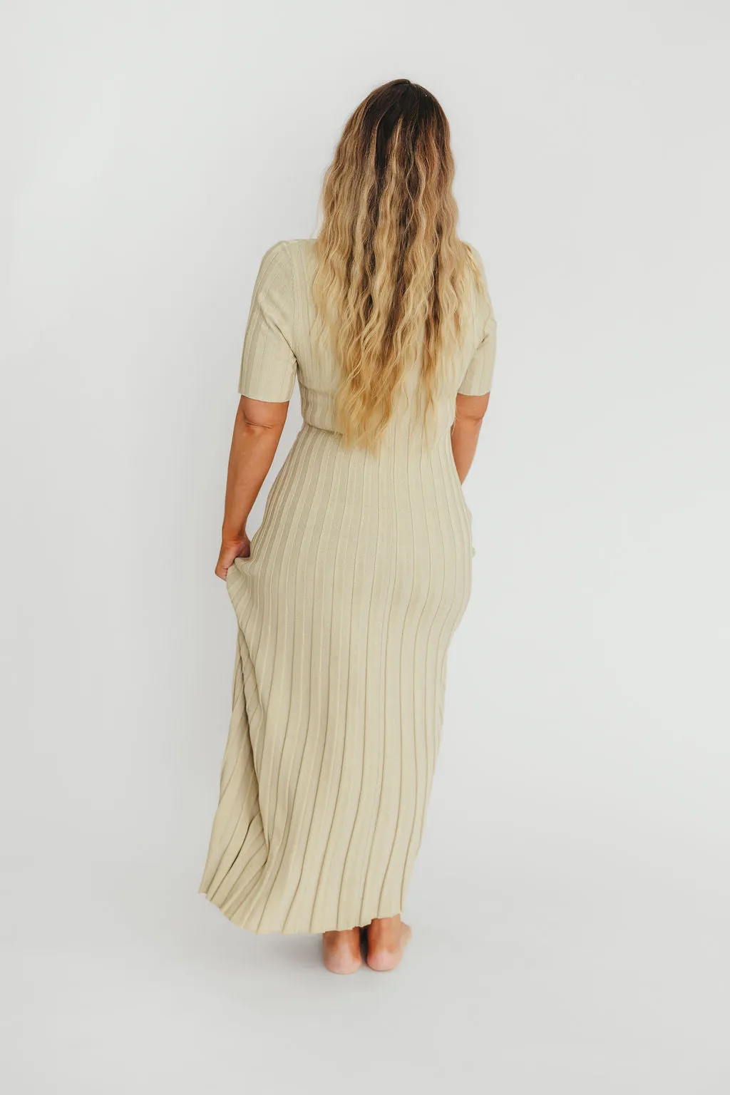 Oakley Ribbed Maxi Dress in Dusty Lime - Bump Friendly