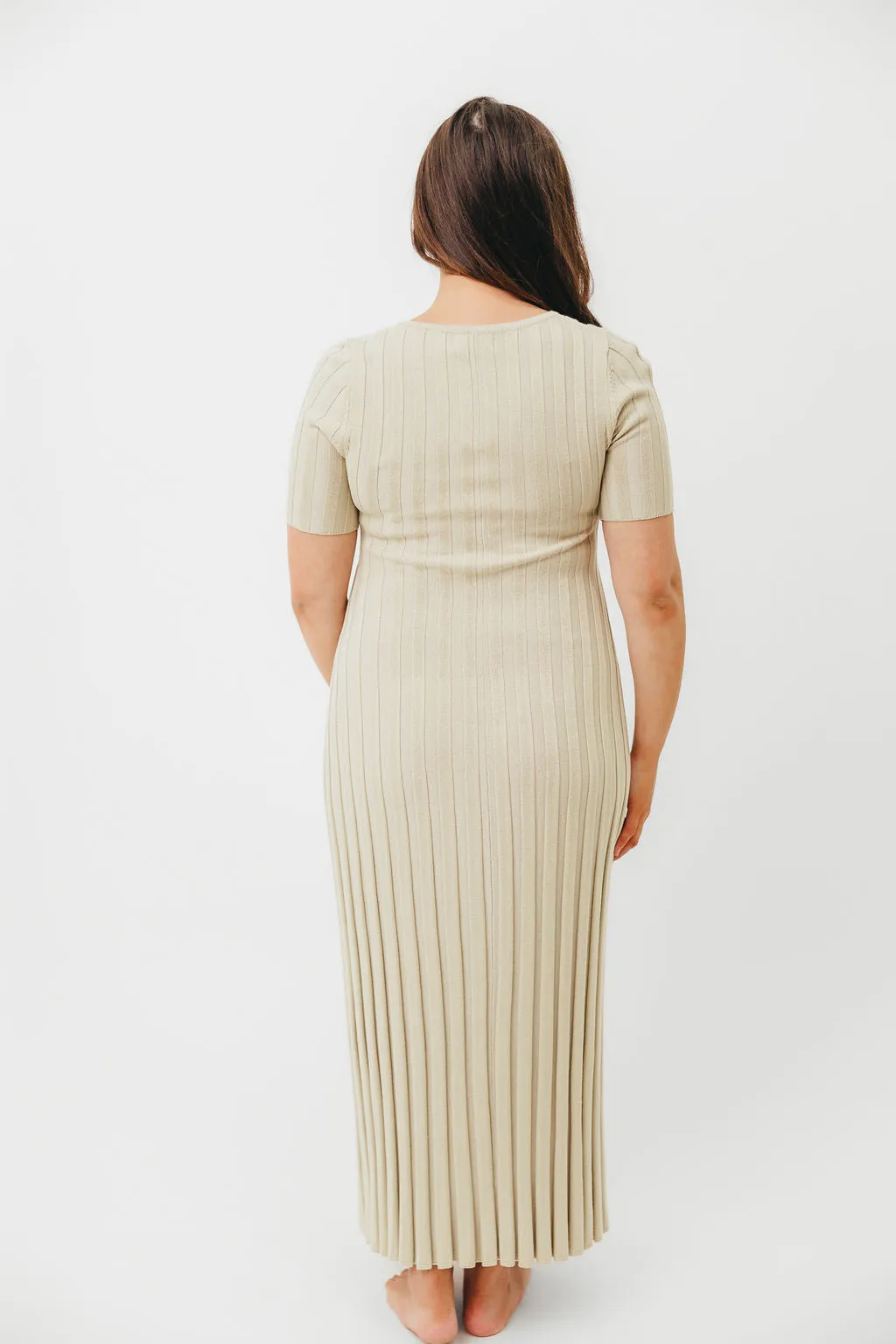 Oakley Ribbed Maxi Dress in Dusty Lime - Bump Friendly