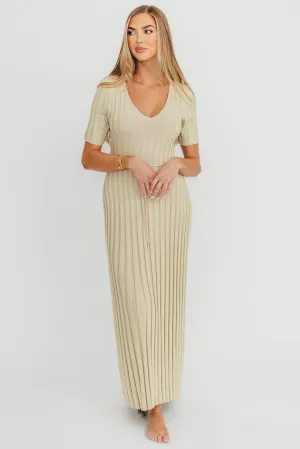 Oakley Ribbed Maxi Dress in Dusty Lime - Bump Friendly
