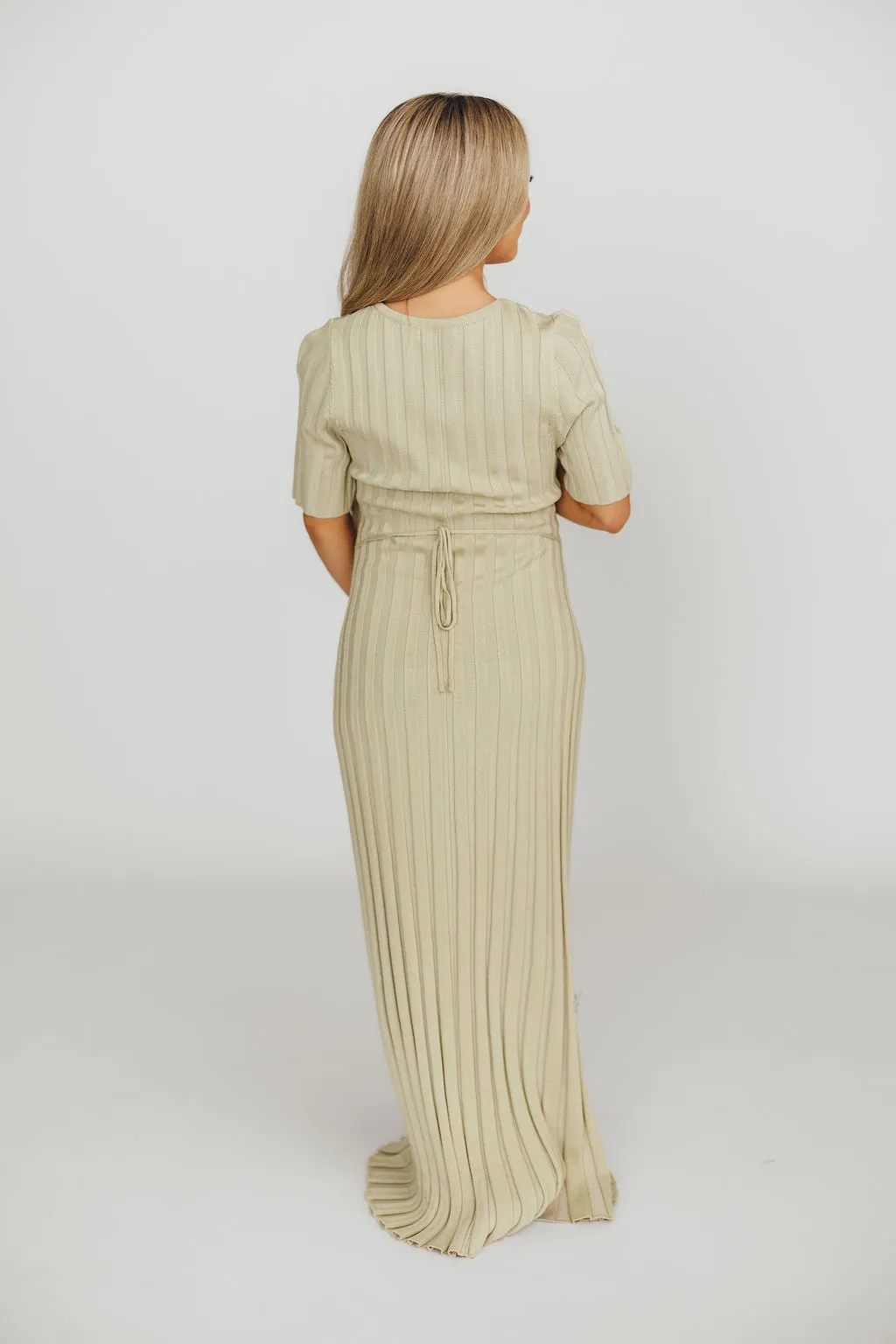 Oakley Ribbed Maxi Dress in Dusty Lime - Bump Friendly
