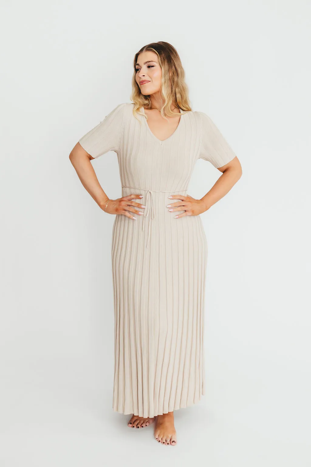 Oakley Ribbed Maxi Dress in Dusty Taupe - Bump Friendly