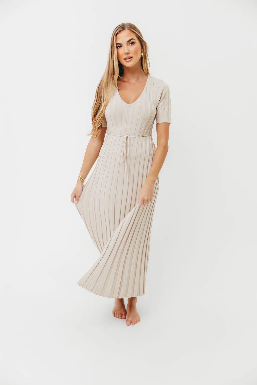 Oakley Ribbed Maxi Dress in Dusty Taupe - Bump Friendly