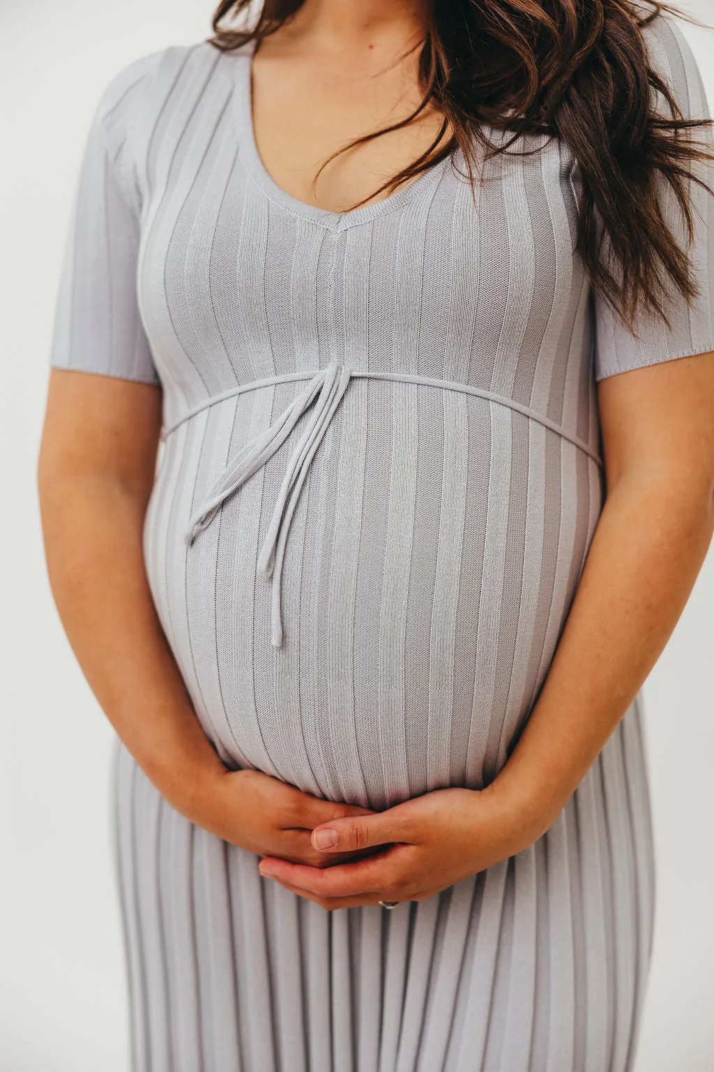 Oakley Ribbed Maxi Dress in Light Blue - Bump Friendly