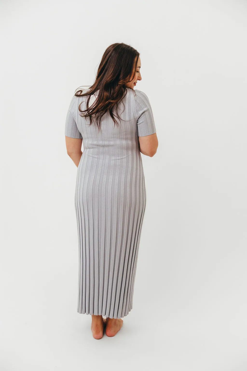 Oakley Ribbed Maxi Dress in Light Blue - Bump Friendly