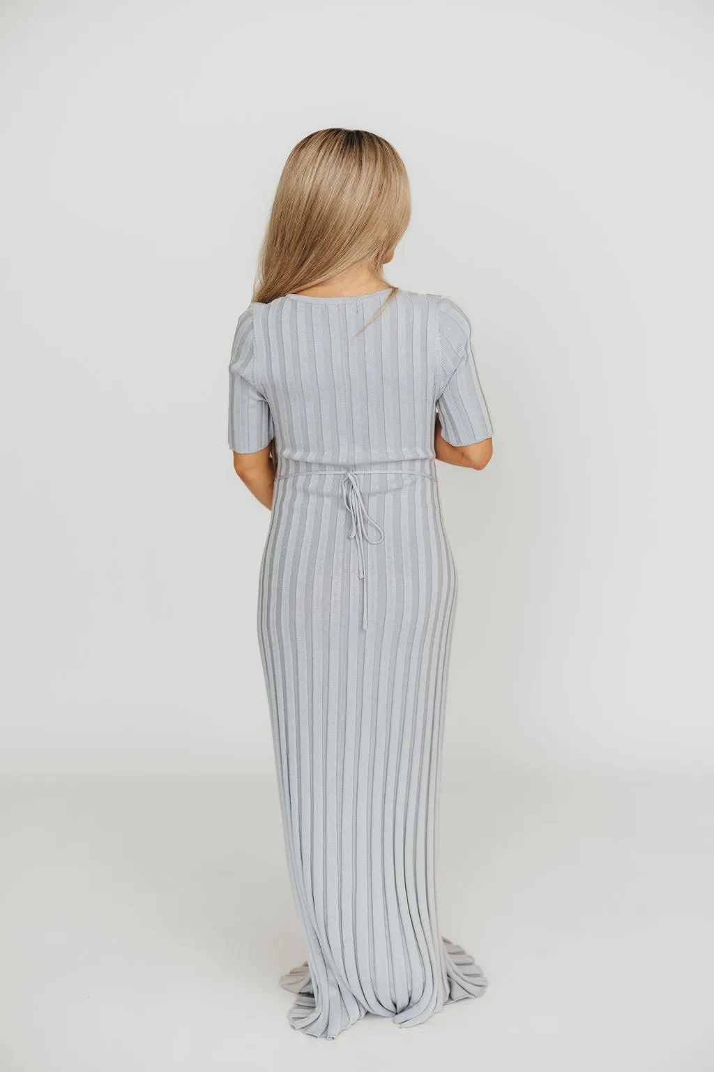 Oakley Ribbed Maxi Dress in Light Blue - Bump Friendly